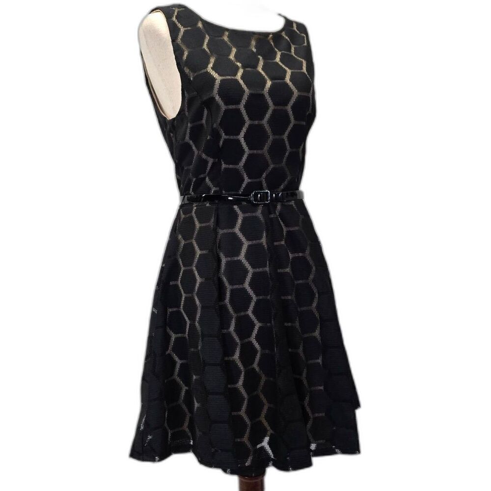 Lily Rose Geometric Black Lace Special Occasion Dress Size Large